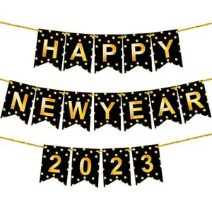 shiny, happy new year banner 2023 – 10 feet, no diy | nye decorations 2023 | happy new year sign for new years eve party supplies 2023 | new years eve decorations for happy new year decorations 2023