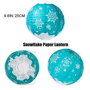 Winter Wonderland Snowflake Frozen Party Decorations Kit with Snowflakes Garland Bunting Banner Hanging Tissue Paper Fan Lantern for Birthday Holiday Wedding Décor Christmas Decorations Clearance