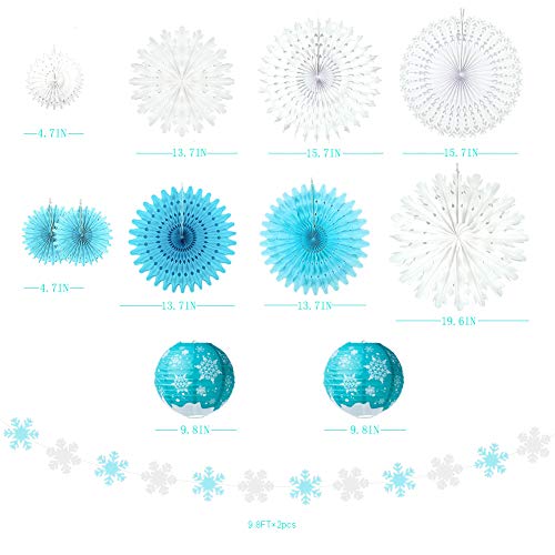 Winter Wonderland Snowflake Frozen Party Decorations Kit with Snowflakes Garland Bunting Banner Hanging Tissue Paper Fan Lantern for Birthday Holiday Wedding Décor Christmas Decorations Clearance