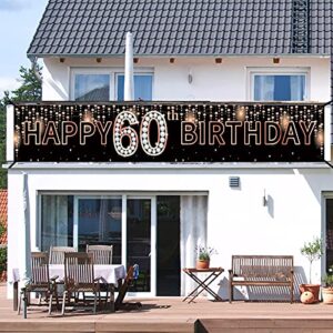 Luxiocio Happy 60th Birthday Banner Backdrop Decorations for Women, Rose Gold 60 Birthday Party Sign Supplies, Sixty Birthday Photo Booth Props Decor(9.8ft x 1.6ft)