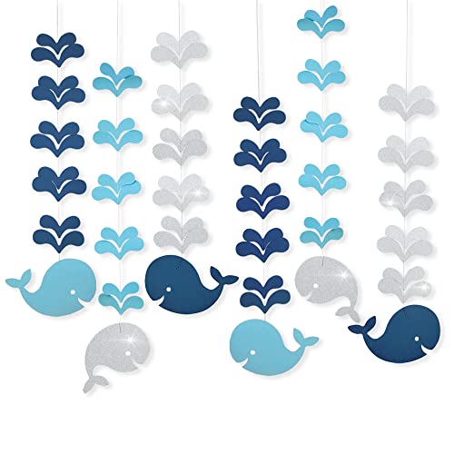 Lacheln Whale Decor Hanging Garland Beluga Whale Wall Art Ahoy Its a Boy Under The Sea Theme Birthday Party Decorations Nursery Kids Bedroom Decor