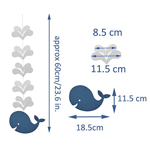 Lacheln Whale Decor Hanging Garland Beluga Whale Wall Art Ahoy Its a Boy Under The Sea Theme Birthday Party Decorations Nursery Kids Bedroom Decor