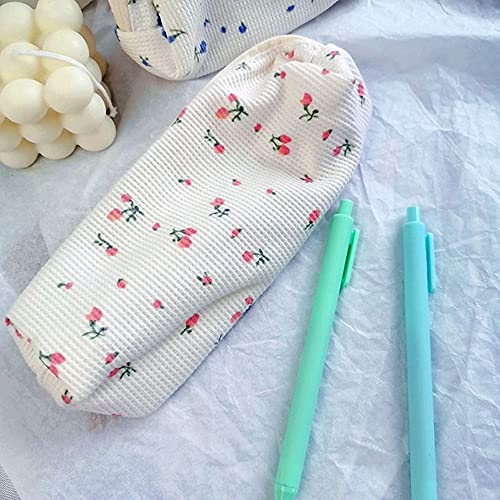 WEISHA Pencil Bag 1PC Fresh Style Pencil Bag Small Flowers Pencil Cases Cute Simple Pen Bag Storage Bags Makeup Bag Stationery School Supplies(Pink)