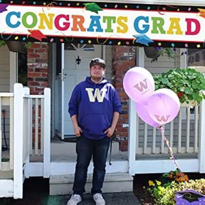 Congrats Grad Large Banner, 2022 2023 Graduate Banner, Colorful Happy Graduation Lawn Sign Porch Sign, Graduation Party Decorations, Indoor Outdoor Backdrop 8.9 x 1.6 Feet