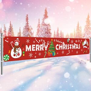maiago merry christmas banner – extra large 10.2 ft x 1.8 ft – outdoor red christmas banner decorations – xmas indoor & outdoor hanging decor, christmas holidays party decor supplies