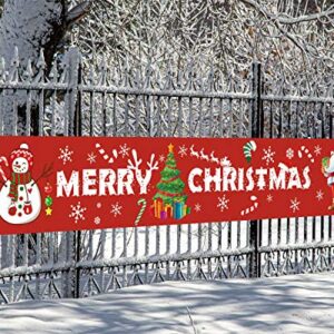 MAIAGO Merry Christmas Banner - Extra Large 10.2 ft x 1.8 ft - Outdoor Red Christmas Banner Decorations - Xmas Indoor & Outdoor Hanging Decor, Christmas Holidays Party Decor Supplies