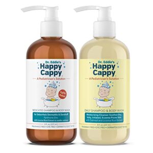 happy cappy shampoo bundle | manage cradle cap, seborrheic dermatitis, dandruff, and dry, itchy, sensitive eczema prone skin for all ages…