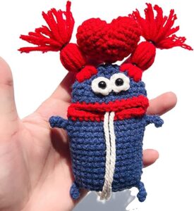 ovnmfh handmade crochet key case/holder, cute crochet sausage mouth car key case, hand knitting yarn crochet key case, unique (15)