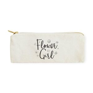 the cotton & canvas co. flower girl wedding cosmetic pouch, pencil case, bridal party gift and travel make up pouch