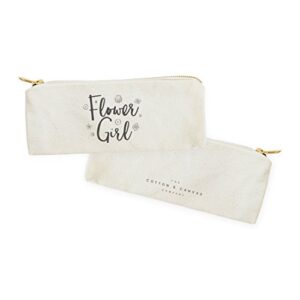 The Cotton & Canvas Co. Flower Girl Wedding Cosmetic Pouch, Pencil Case, Bridal Party Gift and Travel Make Up Pouch