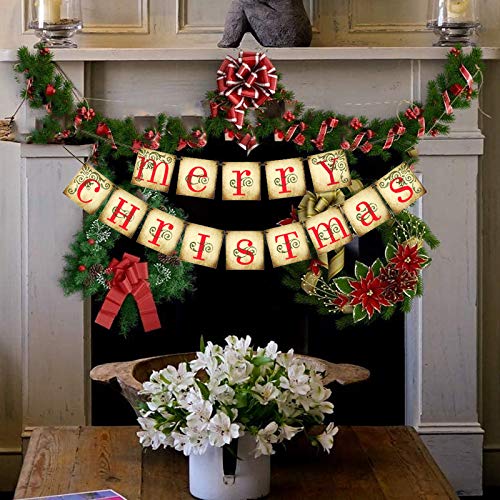 FECEDY Red MERRY CHRISTMAS Hanging Banner for Christmas Party Decorations