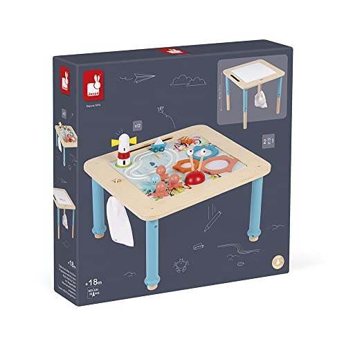 Janod 14 Piece Wooden Progressive Activity Table - Ages 18 Months+ - J08041