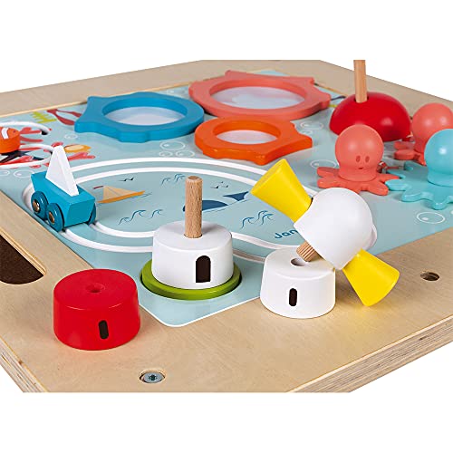 Janod 14 Piece Wooden Progressive Activity Table - Ages 18 Months+ - J08041