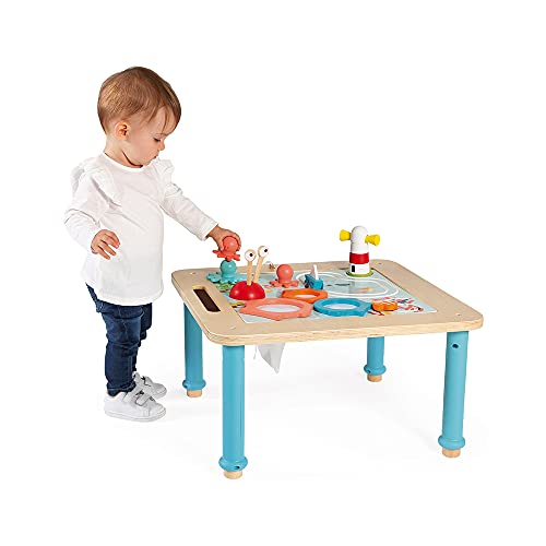 Janod 14 Piece Wooden Progressive Activity Table - Ages 18 Months+ - J08041