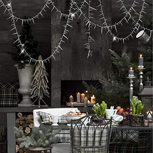 Decor365 3D Glitter Silver Icicle Garlands Banner Streamer for Christmas Party Decoration New Year Ice Winter Wonderland Birthday Streamers Wedding Baby Shower