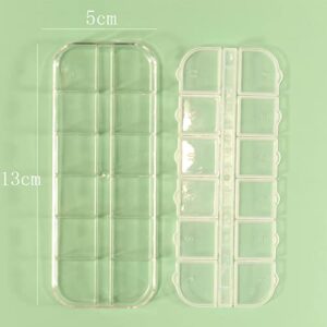 Hilsayum 6PCS Nail Art Beads Storage Container Clear Rectangle Jewelry Bead Display Case with 12 Compartment Crafts Organizers (White)