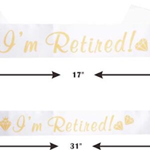 Retirement Decorations Party Sash and Crown for Women - Fabulous Set: Glitter Sash + Gold Rhinestone Premium Metal Tiara - Christmas Gift for Her