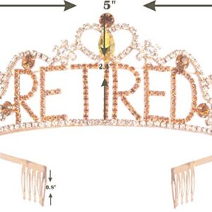 Retirement Decorations Party Sash and Crown for Women - Fabulous Set: Glitter Sash + Gold Rhinestone Premium Metal Tiara - Christmas Gift for Her