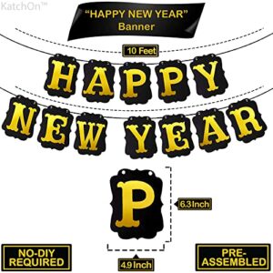 Shiny, Happy New Year Banner 2023 - No DIY, 10 Feet | New Years Eve Party Supplies 2023 for New Years Decorations 2023 | Happy New Year Sign for Happy New Year Decorations 2023 | NYE Decorations 2023