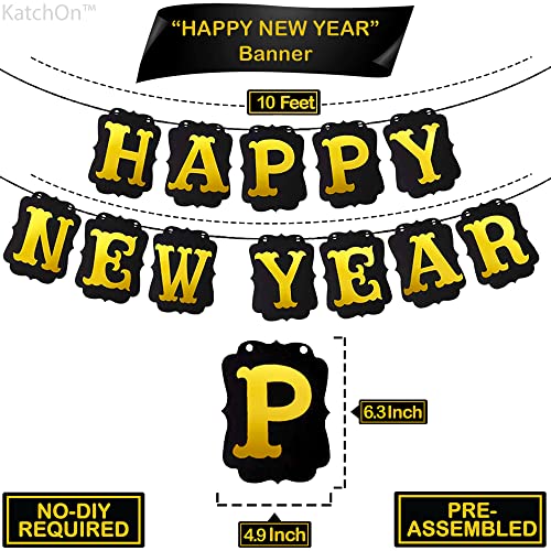 Shiny, Happy New Year Banner 2023 - No DIY, 10 Feet | New Years Eve Party Supplies 2023 for New Years Decorations 2023 | Happy New Year Sign for Happy New Year Decorations 2023 | NYE Decorations 2023