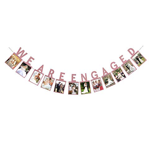 We are Engaged Photo Banner for Engagement Party Decorations, Wedding Party Sign, Pink Bridal Shower Party Supplies