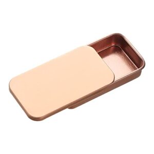 empty slide top rectangular metal tin containers for candies, jewelry, crafts, pills, lip balm, storage kit(60x34x11mm,rose gold)