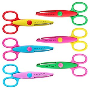 asdirne craft scissors decorative edge, abs resin scrapbook scissors with 6 pattern, safe for kids, smoothly cutting, set of 6, funny&colorful