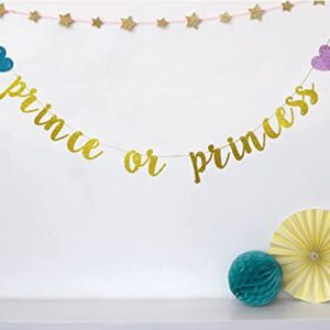 Prince or Princess Banner, Gender Reveal Party Decorations, Glitter Gold Baby Shower Party Sign, Boy or Girl,He or She What Will it Bee Decor