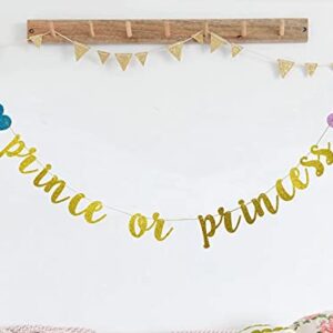 Prince or Princess Banner, Gender Reveal Party Decorations, Glitter Gold Baby Shower Party Sign, Boy or Girl,He or She What Will it Bee Decor