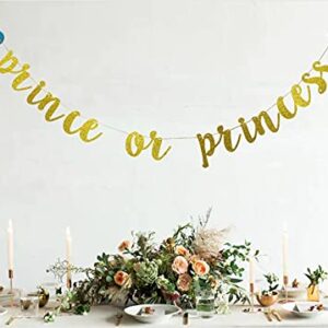 Prince or Princess Banner, Gender Reveal Party Decorations, Glitter Gold Baby Shower Party Sign, Boy or Girl,He or She What Will it Bee Decor