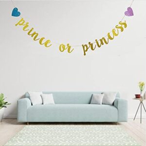 Prince or Princess Banner, Gender Reveal Party Decorations, Glitter Gold Baby Shower Party Sign, Boy or Girl,He or She What Will it Bee Decor