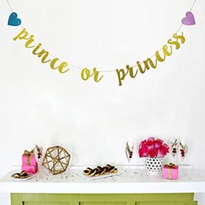 Prince or Princess Banner, Gender Reveal Party Decorations, Glitter Gold Baby Shower Party Sign, Boy or Girl,He or She What Will it Bee Decor