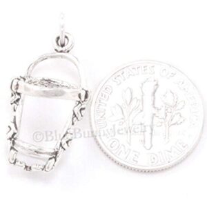 New Baby Basket Charm Pendant Opens to Baby Moveable 925 Sterling Silver Jewelry 3D BLU0564BUNN