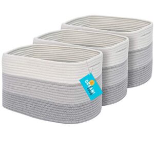 OrganiHaus Woven Baskets for Storage Set of 3 | Small Woven Baskets for Organizing | Cotton Rope Baskets for Storage | Towel Baskets for Bathroom | Decorative Soft Storage Basket Bins - Grey Basket