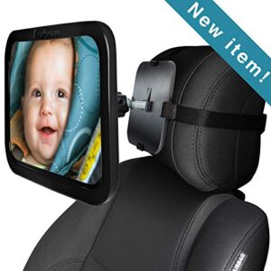 Baby Car Mirror for Rear Facing Backseat Carseat - Auto Back Seat Headrest Mirrors for Infant & Toddler - 360 Adjustable & Double Straps