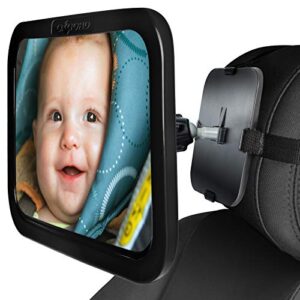 Baby Car Mirror for Rear Facing Backseat Carseat - Auto Back Seat Headrest Mirrors for Infant & Toddler - 360 Adjustable & Double Straps