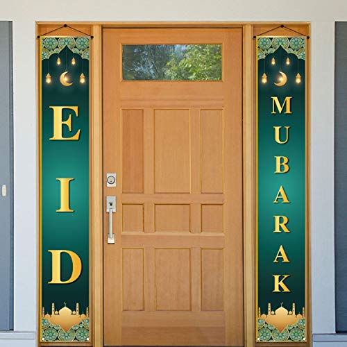 Eid Mubarak Decorations Banner Islamic Eid Festival Celebration Welcome Porch Sign Muslim Ramadan Party Decor and Suppliesl for Home