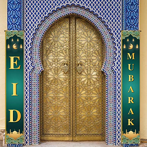 Eid Mubarak Decorations Banner Islamic Eid Festival Celebration Welcome Porch Sign Muslim Ramadan Party Decor and Suppliesl for Home