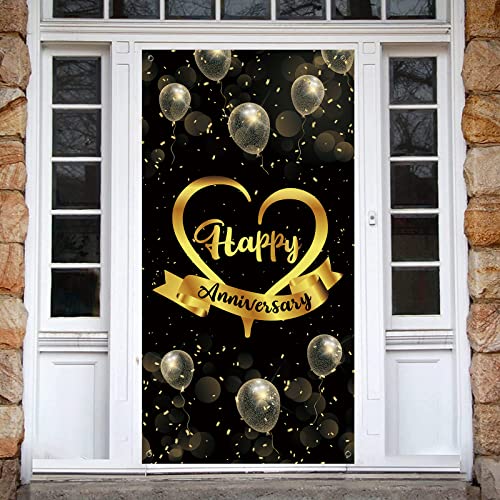 Belrew Happy Anniversary Door Banner, Wedding Anniversary Party Photography Background, Birthday Celebration Party Photo Booth Props, Retirement Door Cover Decorations