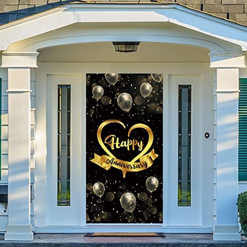 Belrew Happy Anniversary Door Banner, Wedding Anniversary Party Photography Background, Birthday Celebration Party Photo Booth Props, Retirement Door Cover Decorations