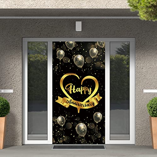 Belrew Happy Anniversary Door Banner, Wedding Anniversary Party Photography Background, Birthday Celebration Party Photo Booth Props, Retirement Door Cover Decorations