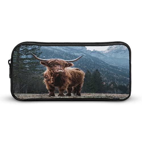 Highland Cattle in The Italian Dolomites Pencil Case Pencil Pouch Coin Pouch Cosmetic Bag Office Stationery Organizer