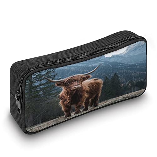 Highland Cattle in The Italian Dolomites Pencil Case Pencil Pouch Coin Pouch Cosmetic Bag Office Stationery Organizer