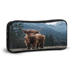 Highland Cattle in The Italian Dolomites Pencil Case Pencil Pouch Coin Pouch Cosmetic Bag Office Stationery Organizer
