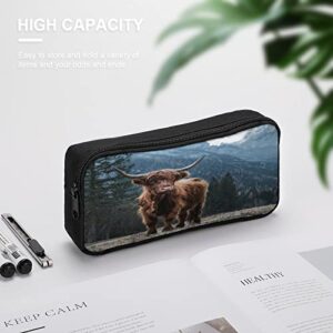 Highland Cattle in The Italian Dolomites Pencil Case Pencil Pouch Coin Pouch Cosmetic Bag Office Stationery Organizer