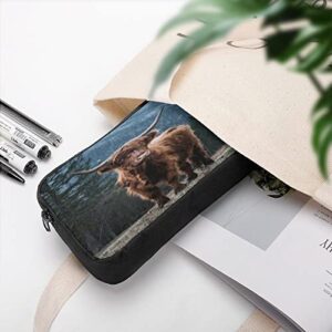 Highland Cattle in The Italian Dolomites Pencil Case Pencil Pouch Coin Pouch Cosmetic Bag Office Stationery Organizer