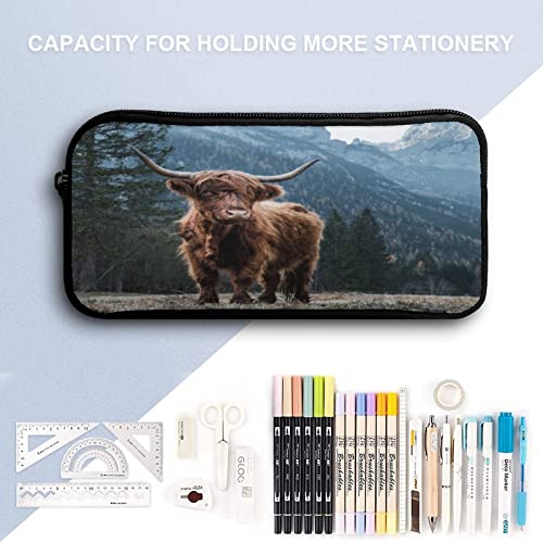 Highland Cattle in The Italian Dolomites Pencil Case Pencil Pouch Coin Pouch Cosmetic Bag Office Stationery Organizer