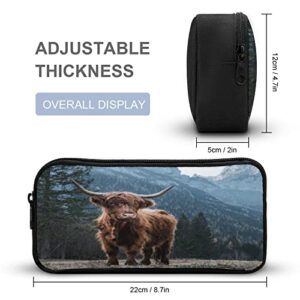 Highland Cattle in The Italian Dolomites Pencil Case Pencil Pouch Coin Pouch Cosmetic Bag Office Stationery Organizer