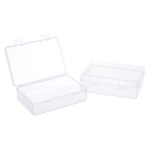SUPERFINDINGS About 6Pcs Clear Rectangle 4.96" Long Transparent Plastic Bead Containers with Hinged Lids for Beads, Jewelry, Earplugs, Pills and More Small Items