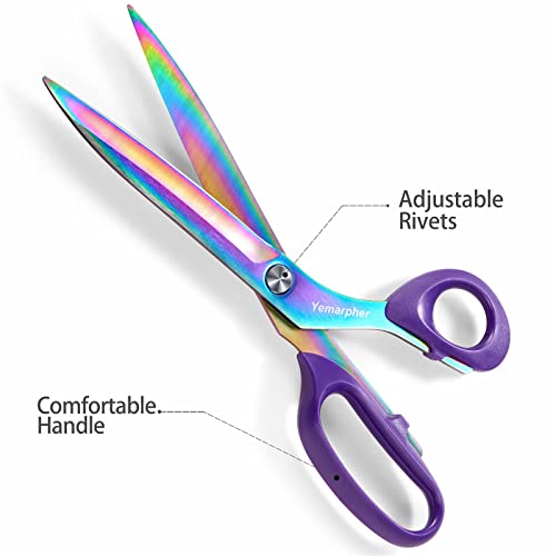 Fabric Scissors, Ultra-Sharp Stainless Steel Sewing Scissors, Professional Titanium Coating Tailor Scissors, Clothing Scissors for Home, 10.5 Inch